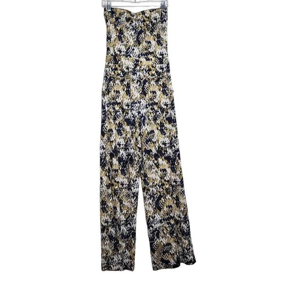 Diane Von Furstenberg Silk Snake Print Strapless Jumpsuit Size 4 - Picture 9 of 12